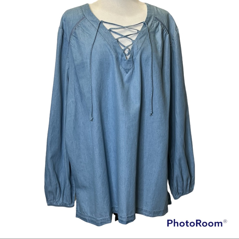 Lane Bryant Chambray Long Sleeve - Picture 2 of 5